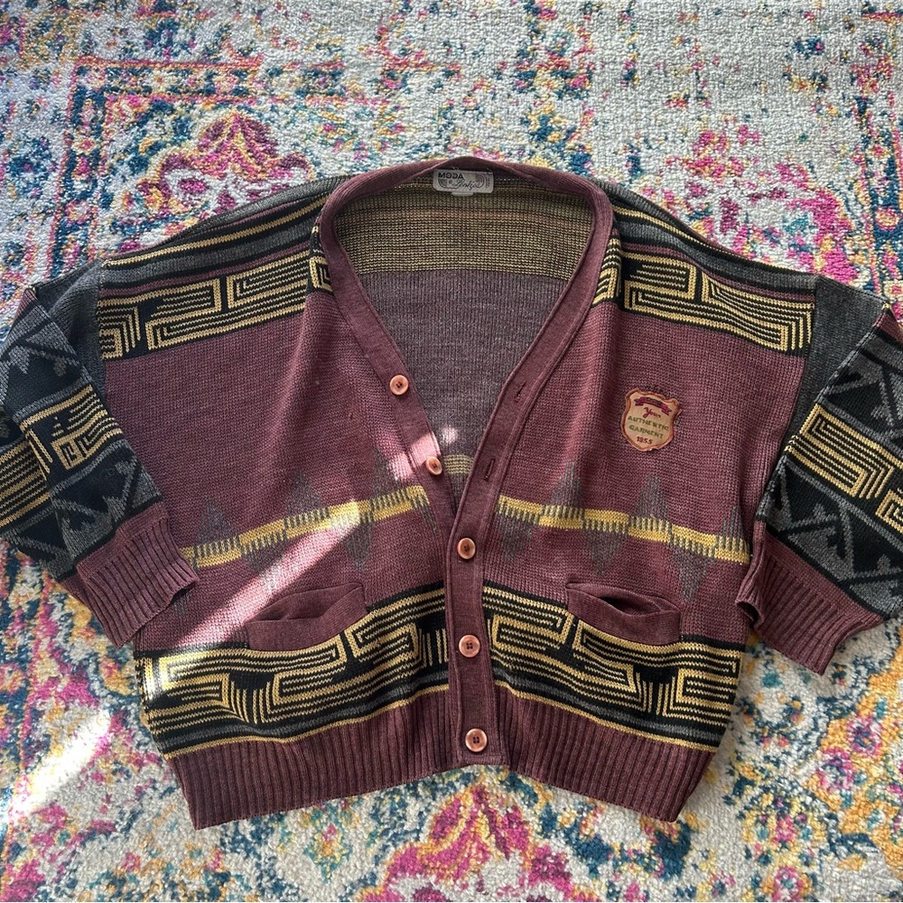 Vintage 90s OVersized Knit slouchy indie retro grunge cardigan shacket - Picture 2 of 7